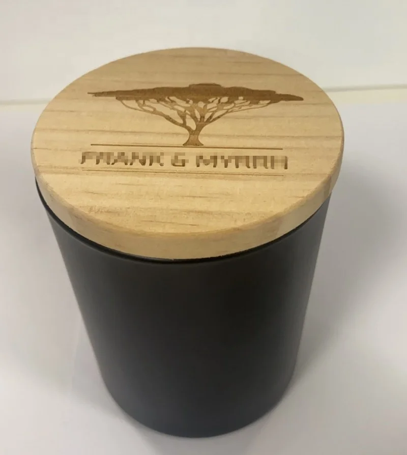 100ml 150ml 220ml 320ml Wide Mouth frosted black Round candle cup Glass Jar With cork bamboo lid