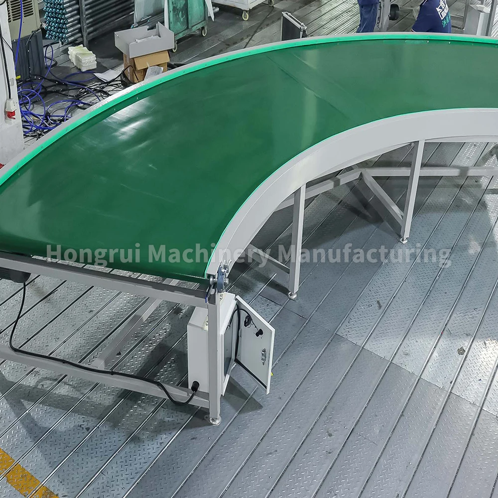 Hongrui  Efficiency adjustable speed 180 degree turning PVC belt conveyor