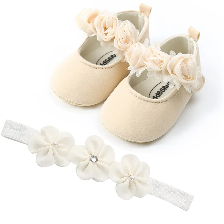 soft sole leather baby shoes flower white 12-18m S 