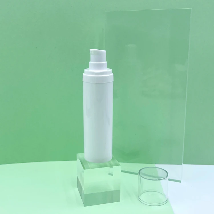 White PP airless pump bottles for cosmetic skincare cream and lotion 15ml 30ml