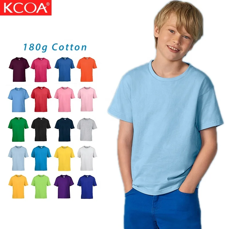 Summer Solid Color Children Kids Clothing Boys Custom Logo Short Sleeve Plain T-Shirts