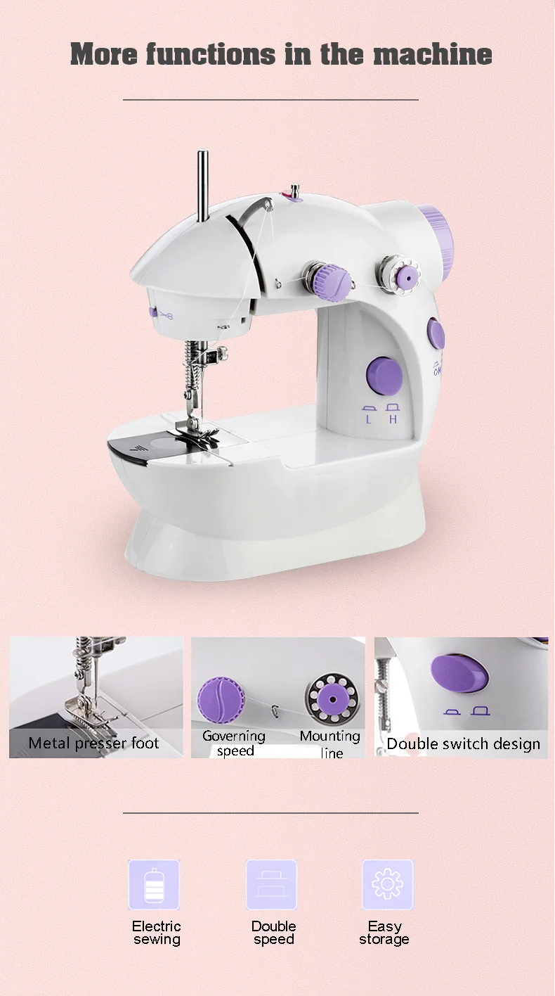 Mini Small Multi Function Electric Portable Sewing Machine Household Sewing Machine Handheld Garment Textile Machinery