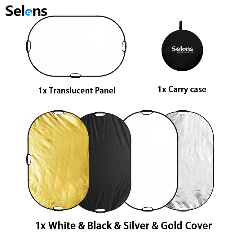 Selens Slr4-5in1h_80*120cm Oval Reflector Portable Light Diffuser