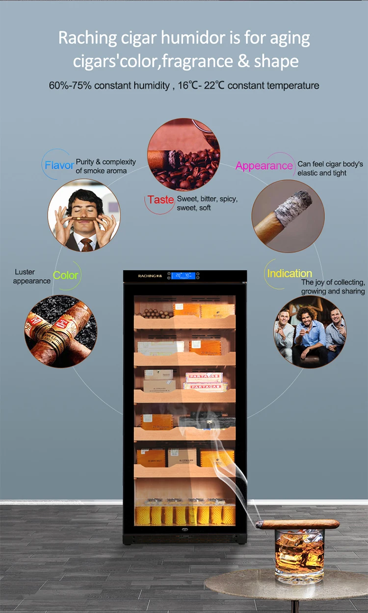 Raching  Factory Direct Offer More Than 1000 Cigars  Climate Controlled Precise Electronic Cigar Humidor Cabinet