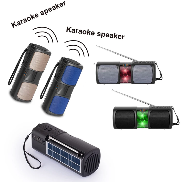 R15 Solar Charging Wireless Stereo Woofer Bass BT Speakers Outdoor Portable RGB LED Light Microphone FM Radio Active Speakers