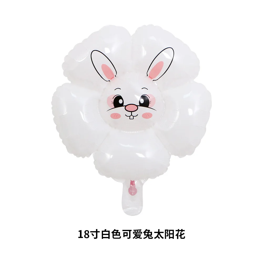 New Rabbit Sunflower Aluminum Film Balloon Cute Animal Foil Balloons Wholesale Easter Bunny Rabbit Girl Birthday
