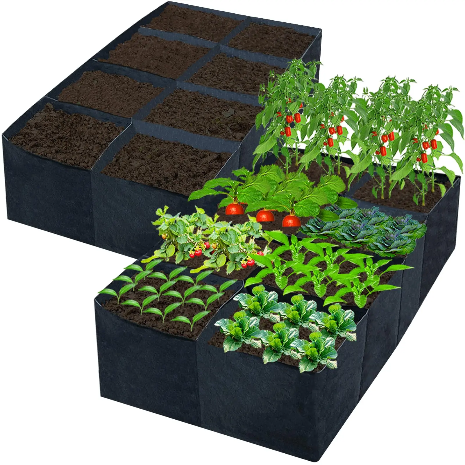 4x2x1ft Fabric Raised Garden Bed Plant Fiber Grow Bags for Herbs  display picture 1
