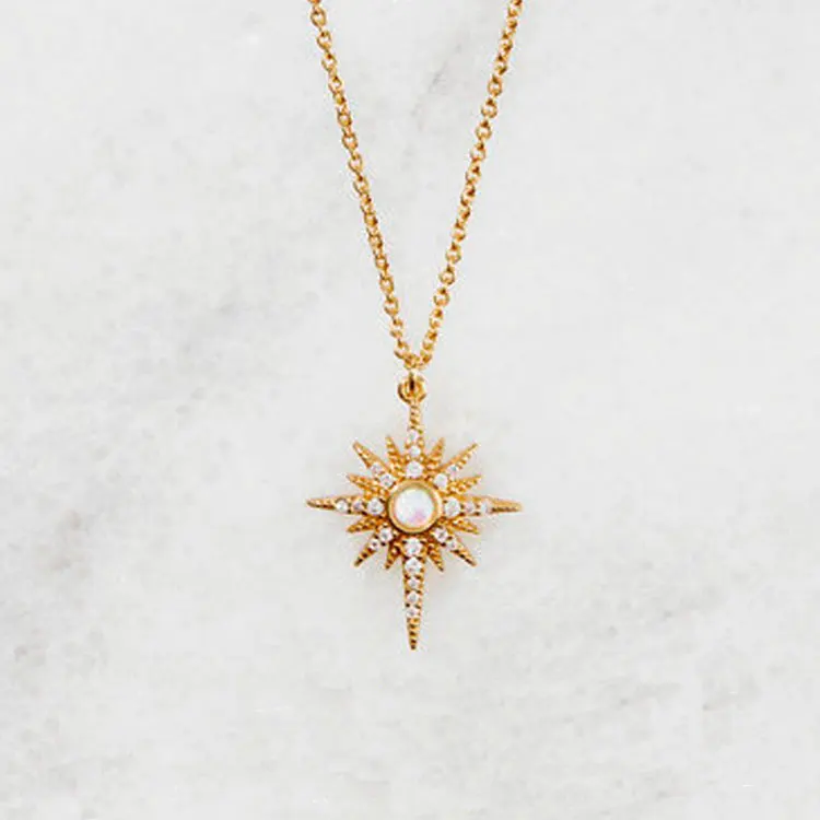 Opal Kalung Liontin Starburst Berlapis 