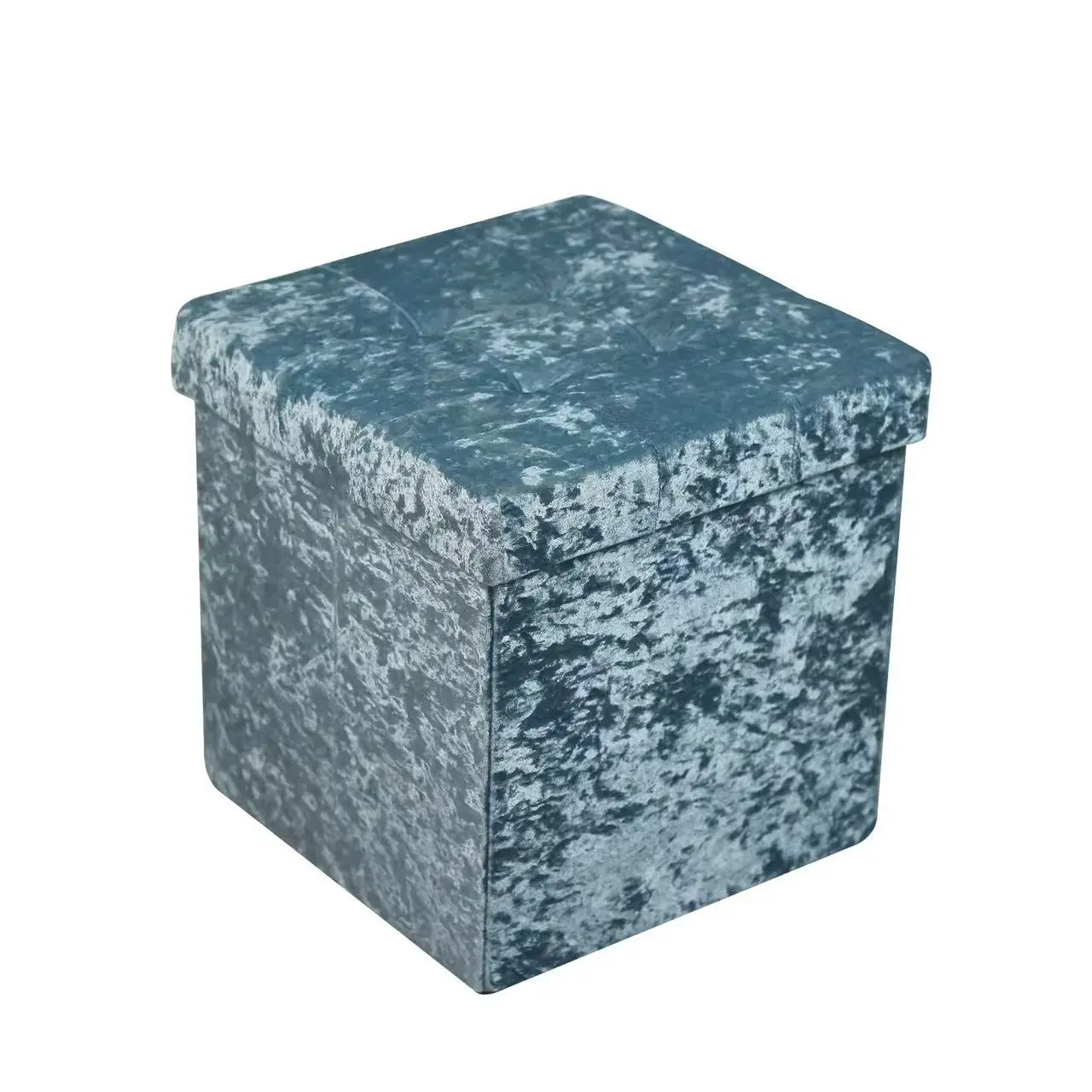 Factory Wholesale Customizable Foldable Modern Portable Soft Square Diamond Velvet Storage Stool for Living Room Furniture