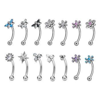 G23 Titanium Ear Cartilage Piercing Banana Barbell Curved Earrings 16G Conch Daith Eyebrow Ring Helix Stud Labret Jewelry