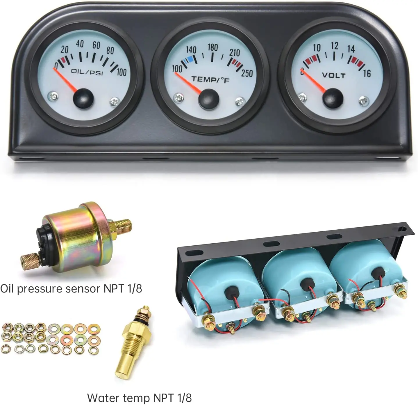 Kit De Jauge Triple 52 Mm, Tachymètre, Jauge De Pression D