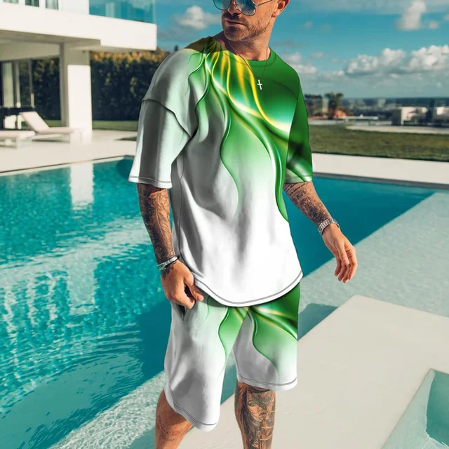 2023 Newest Men T Shirt Set 3D Print Cool Men's Clothes Outfits Casual Beach Shorts Suit Street Popular Tracksuit 2222_voghion.com