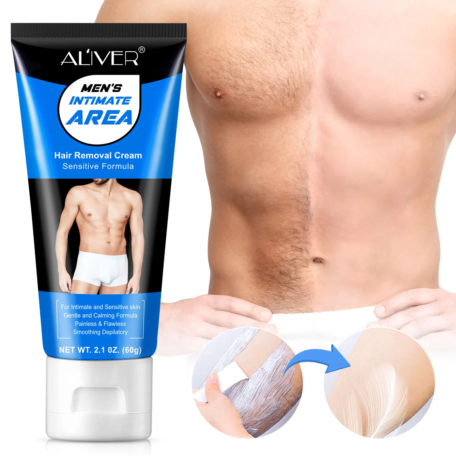 Men s intimate area armpit face depilatory remover cream black man