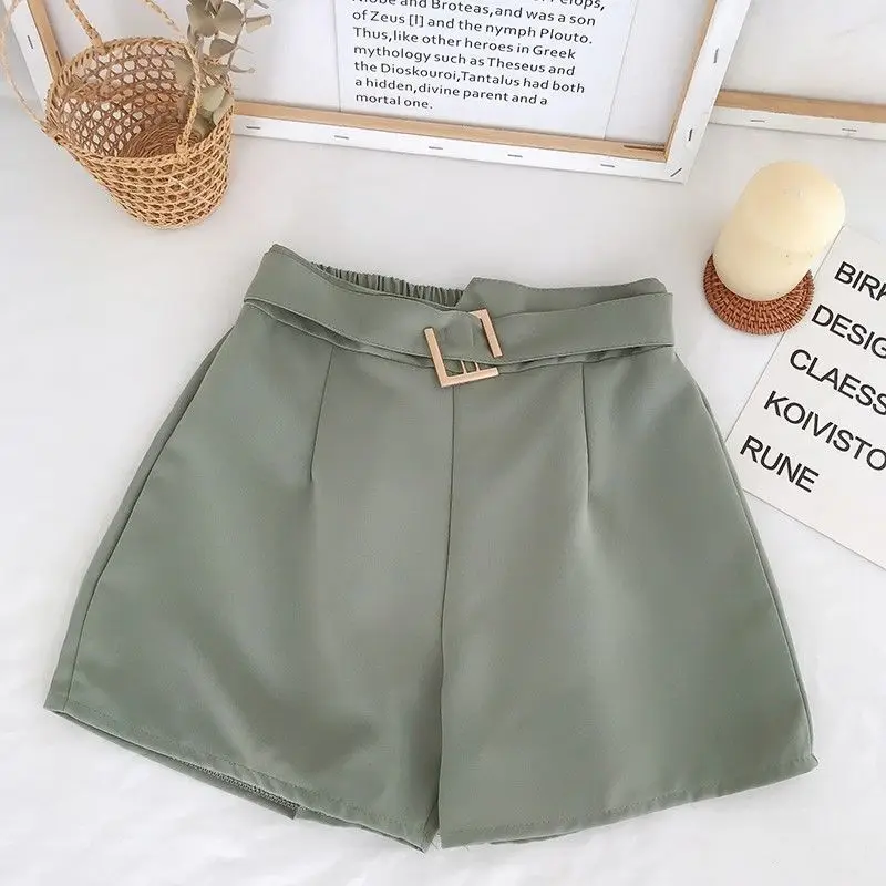 Korean Women's Candy Color Summer Office Elastic Waist Shorts