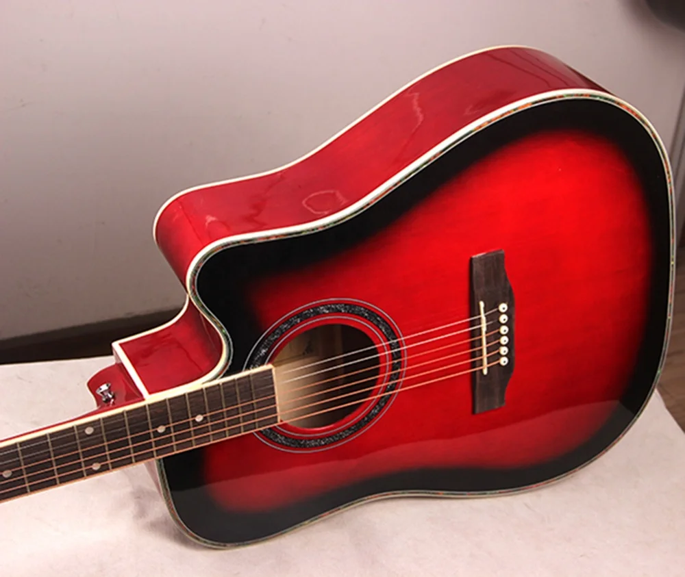 Custom Logo 41 Inch Tree Root Musical Instruments Beginner Cheap Colors Basswood Acoustic Guitar Made in China