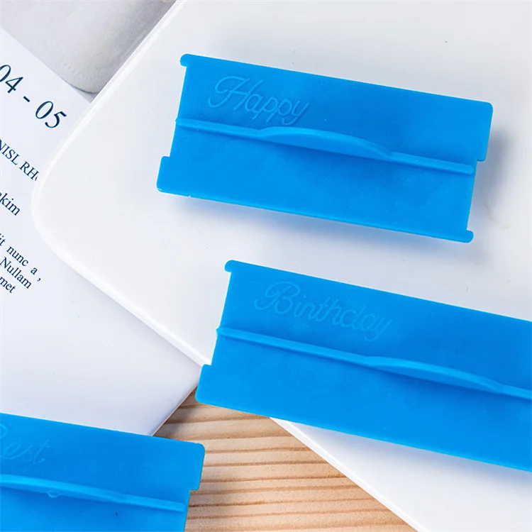 Hot Selling Alphabet Cookie Cutter Set With Good Wishes Blue Letter Stamp Embossed Fondant Tool for Cake Decoration