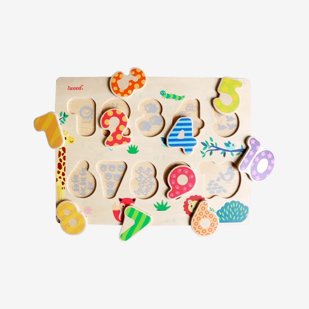 Safe Montessori Wooden Toy Colorful Number Puzzle Educational Toy