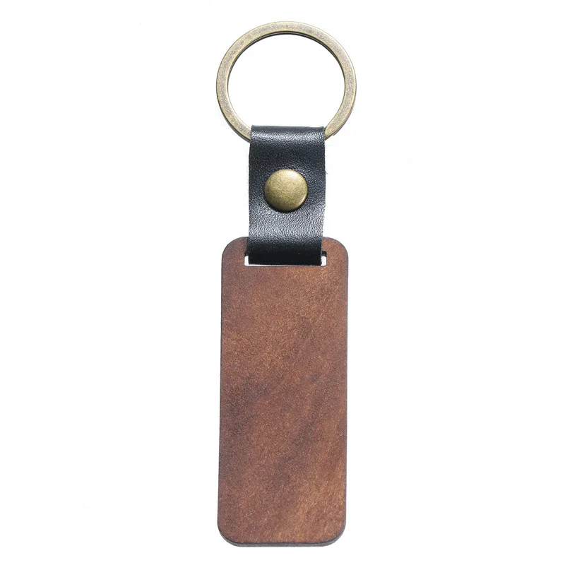 custom wood pu leather keychain for