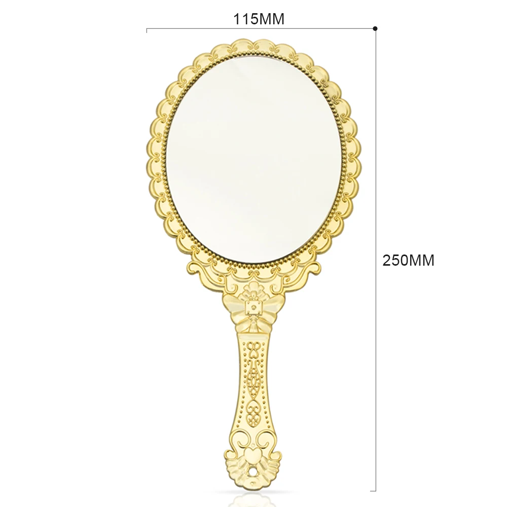 Custom logo Luxury Handheld Vanity Mirror Pocket Vintage Hand Round Antique Mirror Hand Mirror with Stand