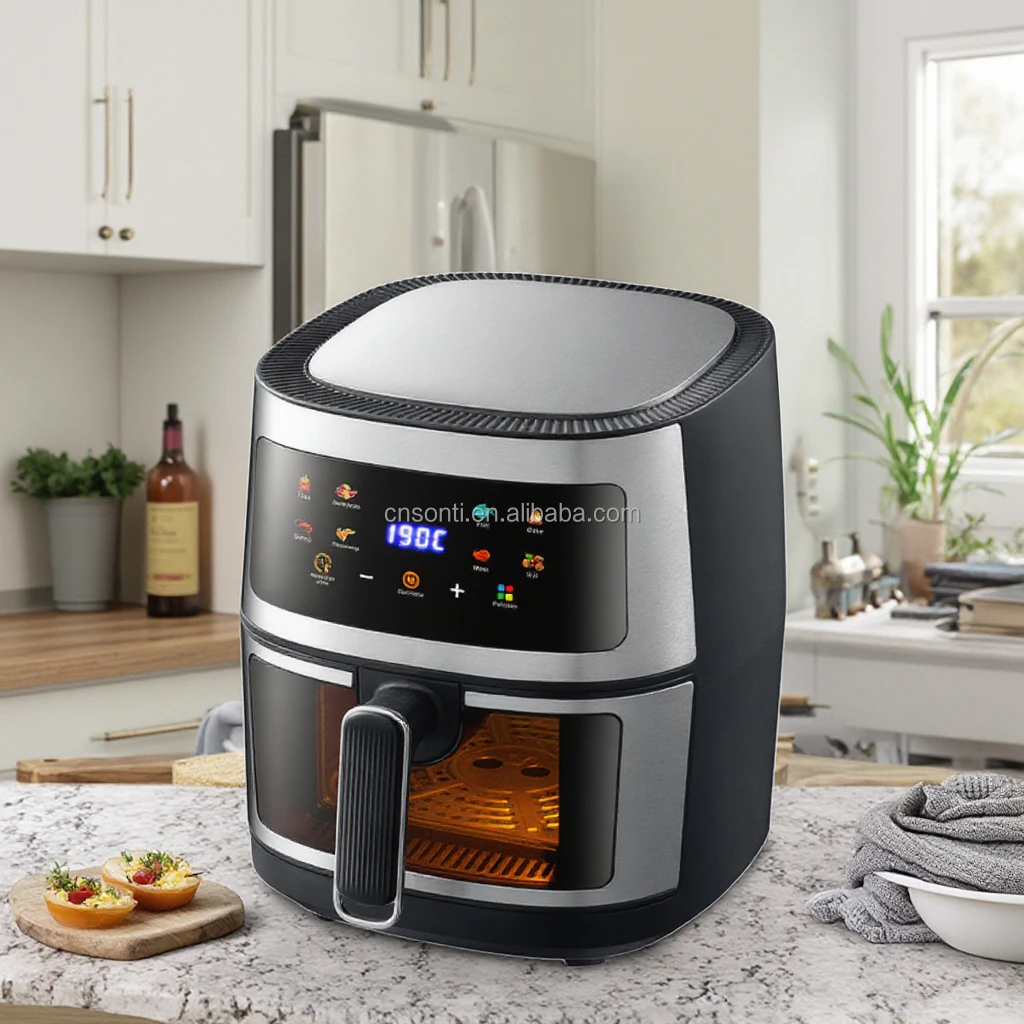 Large 8L Electric Digital Stainless Steel Air Fryer Oven OEM/ODM Oil-Free Cooker Customizable Smart Household Air Fryer
