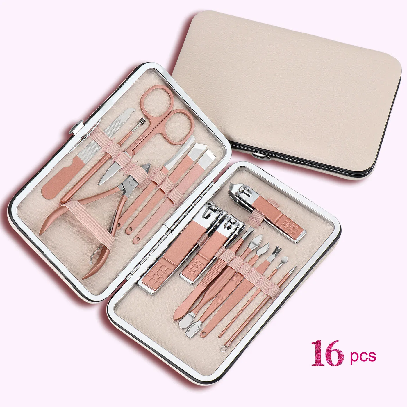 Красота для маникюра, машинка для стрижки ногтей триммеры для ногтей Инструменты из розового золота 18 штук ногтей резак триммер для стрижки волос набор