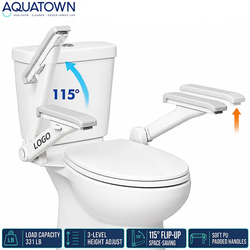 Customized Foldable Adjustable Toilet Handrail 330lb Heavy-Duty Toilet Safety Frame Elderly Toilet Safety Rails for Seniors