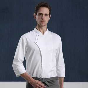 2026 High Quality Long Sleeve Chef Jacket Customizable Logo Work Shirt for Restaurant & Bar Uniforms