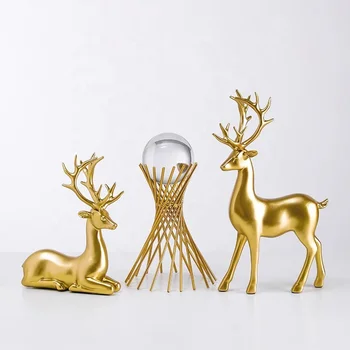 Home Decor Interior Modern Table Living Room Knick-knacks Gold Deer Luxury Crystal Ball Decoration Home Decor For Home