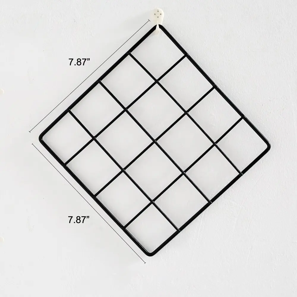 Black Metal Grid Panel Plant Grid With Glass Bottle Holder Wall Display