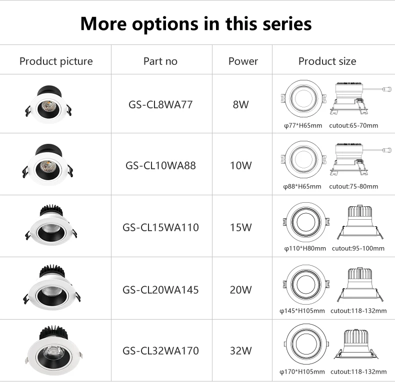 TUYA recessed dimmable RGBW LED downlight for Hotel, Home, restaurant