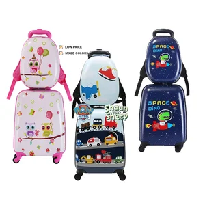 2 PC Kids Luggage 16" Carry-on Suitcase & 12" Backpack Set Children Travelling Case Lightweight Trolley Case for Boys & Girls