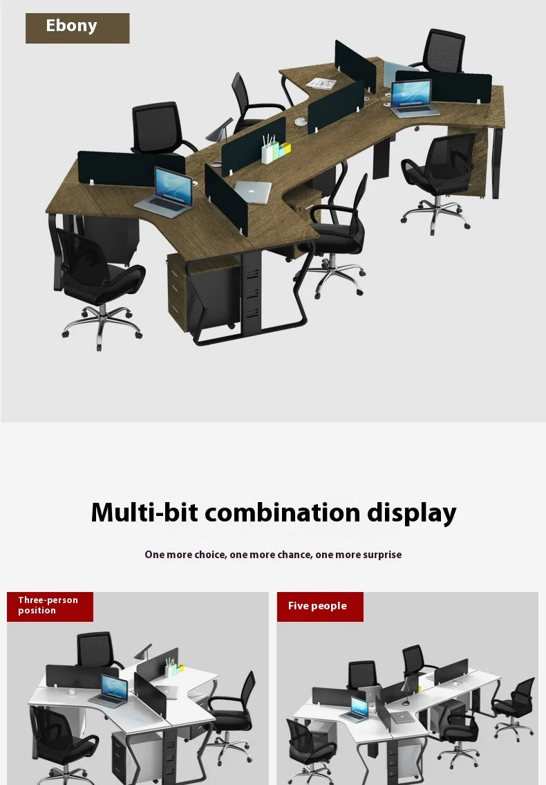 New Customizable Office Furniture Creative Staff Table Desk Office Modular Clerk Workstation 120 Degree L Simple Modern