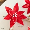 9.84inch Red and white candy flannel Christmas flowers