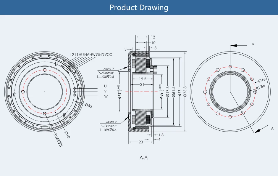 Rotor Frameless Torque Motor, BLDC, IE3, 100W, 0.4Nm - detail 4