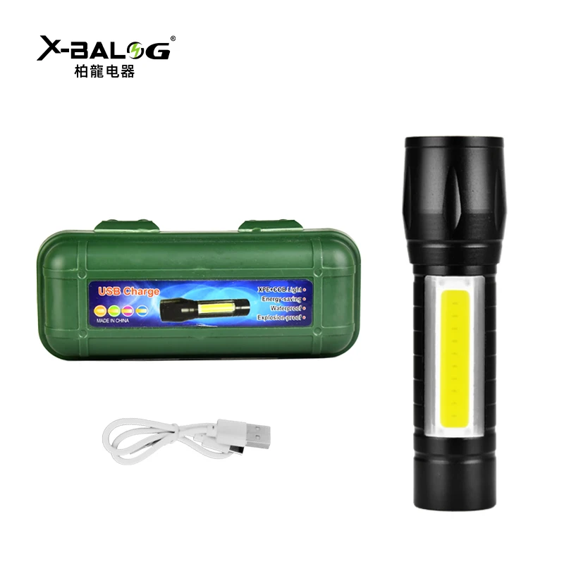 Powerful USB Rechargeable Flashlight 4 Modes LED Torch With Built-in 18650 Battery Tactical Flashlight Waterproof Torch