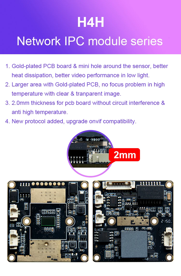 HS 4MP IPC Board Black Light IP Camera Module CCTV PCB Board Shenzhen Factory Directly Sales Full Color Low LUX