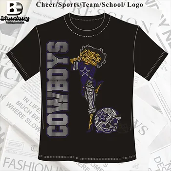 Promotional BettyBoop Rhinestone Heat Press Design Custom logo Designs Colorful Bling Rhinestone Transfer for DIY Shirt