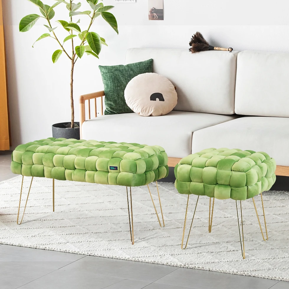 Wholesale Hot Sale Modern Style Bedroom Furniture Pouf Ottoman Seat Living Room Sitting Ottoman Bench