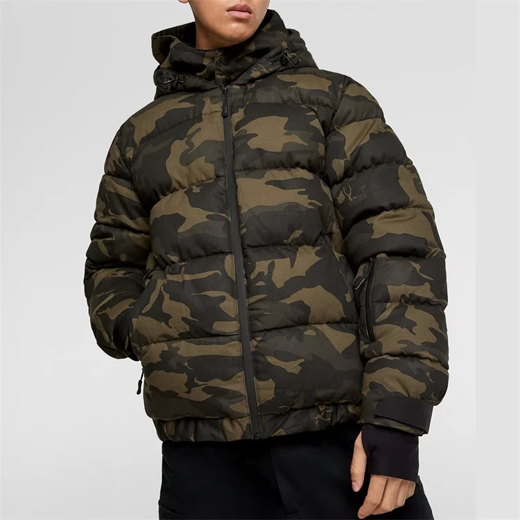 iQKA Women Men Camo Down Jacket Unisex Long Sleeve Glossy Camouflage Zipper  Coat with Pockets Oversized Puffer Jackets S-5XL at  Men’s Clothing