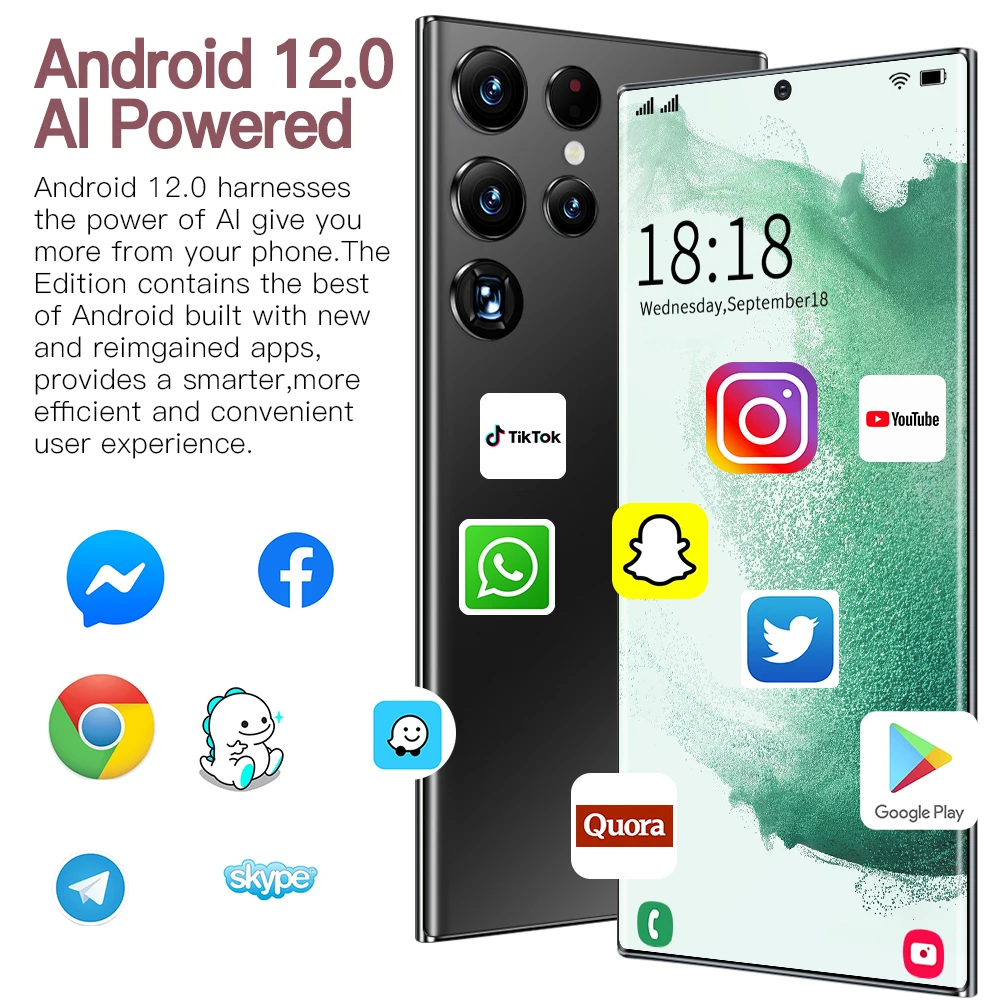 Original Smartphone Galaxy S22 Ultra 6.8 inch Full Screen 12GB+1TB Android Smartphone With Stylus Face ID Unlocked Mobile phones