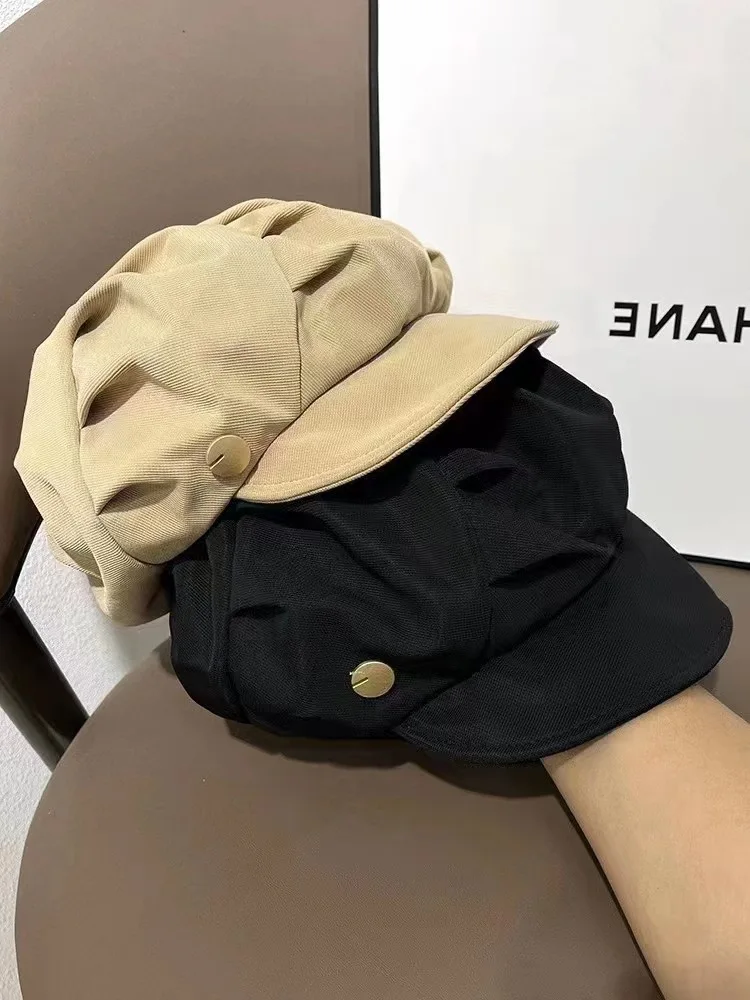 Fashion Women Satin Sequin Captain Hat Sailor Newsboy Hats Cabbie