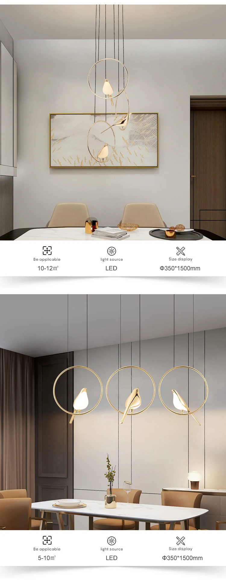 Hot Sale Decoration Indoor Aluminum Acrylic Iron Living Room Black Gold Modern LED Chandelier Light