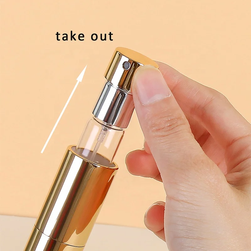 RTS Round 8ml Twist up Metal Spray Bottle Aluminium Mini Pocket 8ml Portable Refillable Perfume Atomizer
