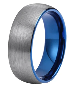 Tizti Jewelry Wholesale Tungsten Rings 8mm Brushed Domed Black Tungsten Band for Men