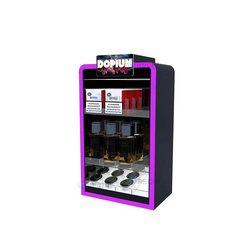 RECHI Custom Makeup Beauty Shop Illuminated Acrylic Skincare Essential Storage Display Cabinet for Perfume Display Showcase