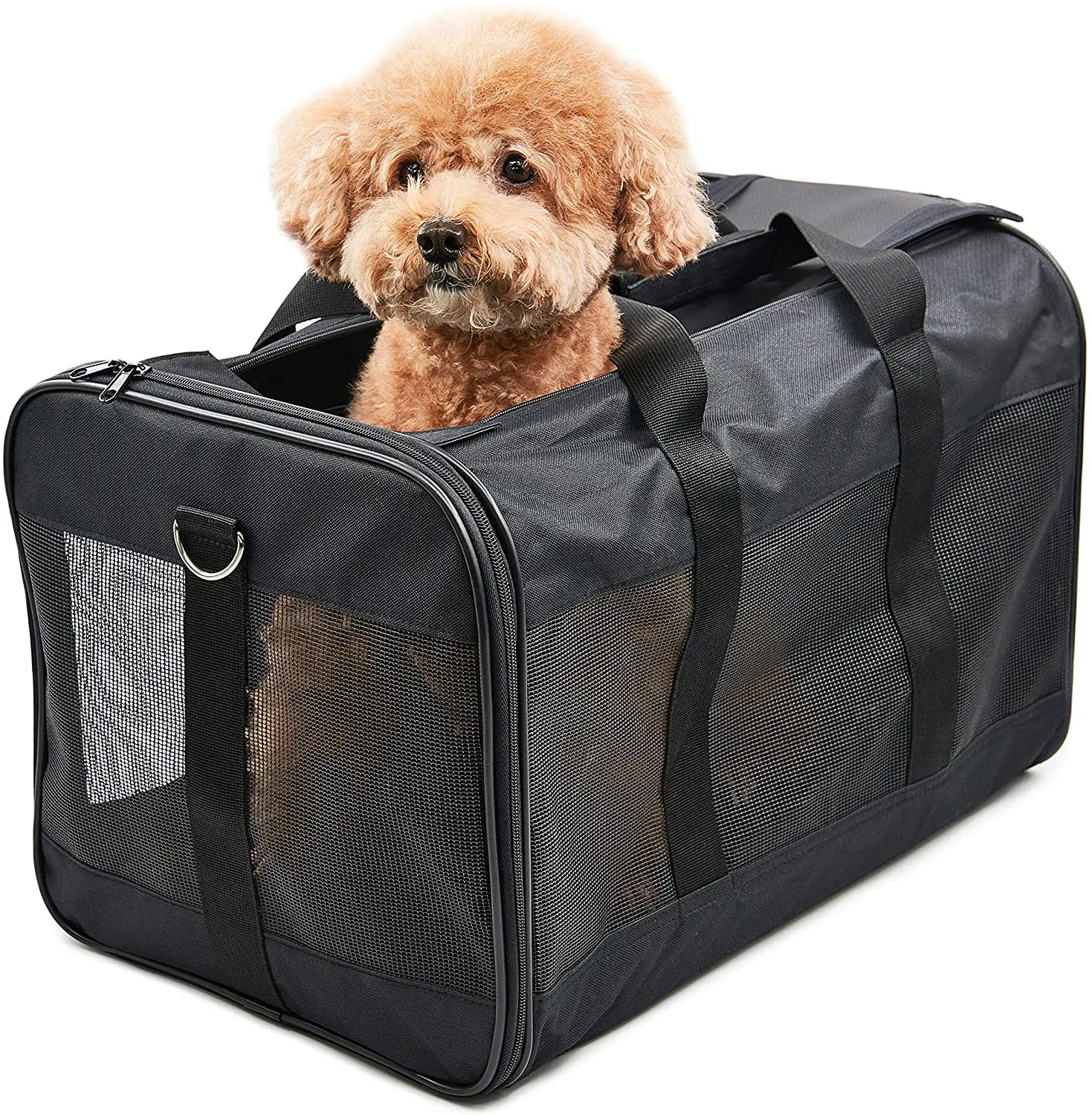 Small Objoy Airline Approved Pet Dog Cat Soft Sided Carrier 2 Side Expandable Collapsible Cat Carrier Travel Outdoor Use for Small Animal Cat Puppy 
