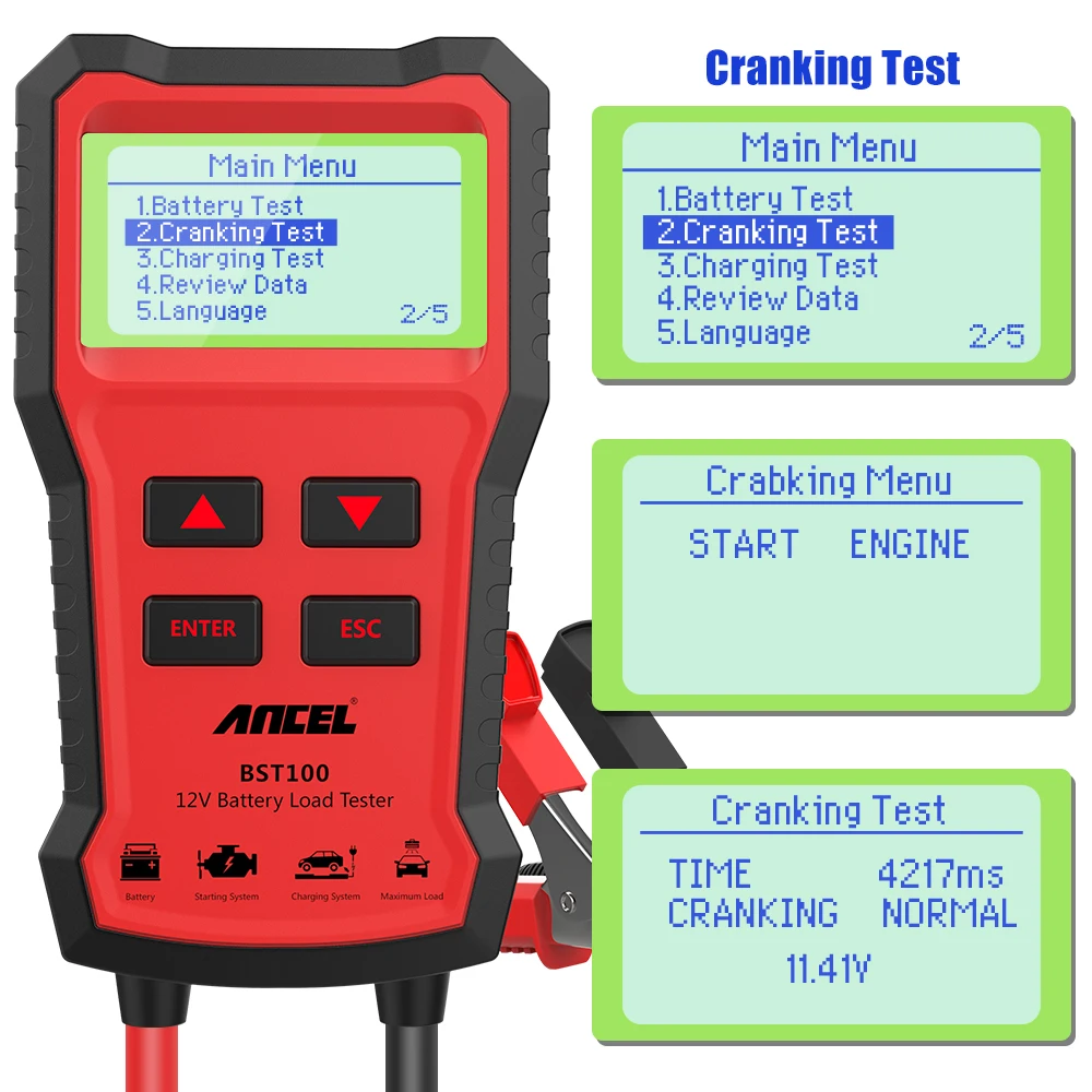 Testeur de batterie automobile numérique ANCEL BST100 12V (100-2000 CCA) - Test de charge, de démarrage et d'alternateur - Outil de diagnostic - Entrepôt UE_voghion.com