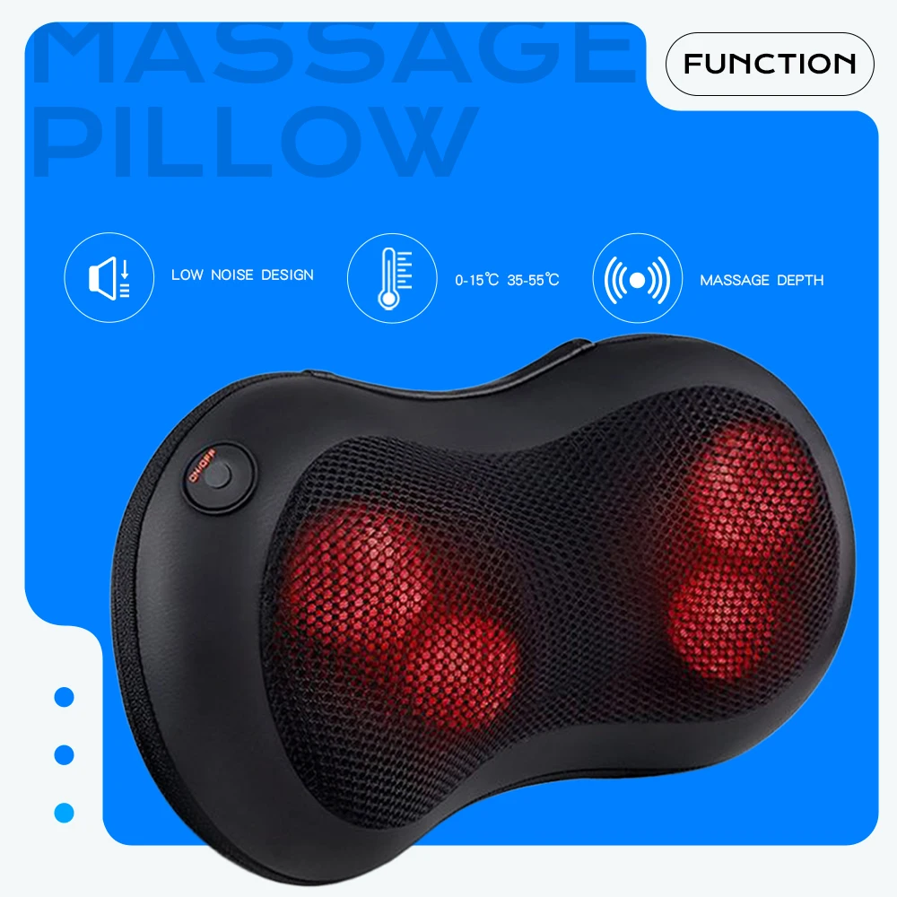 2024 Hot Selling Oem Home Car Office Portable Multifunctional Infrared Massage Pillow for Relax With Lumbar Massager