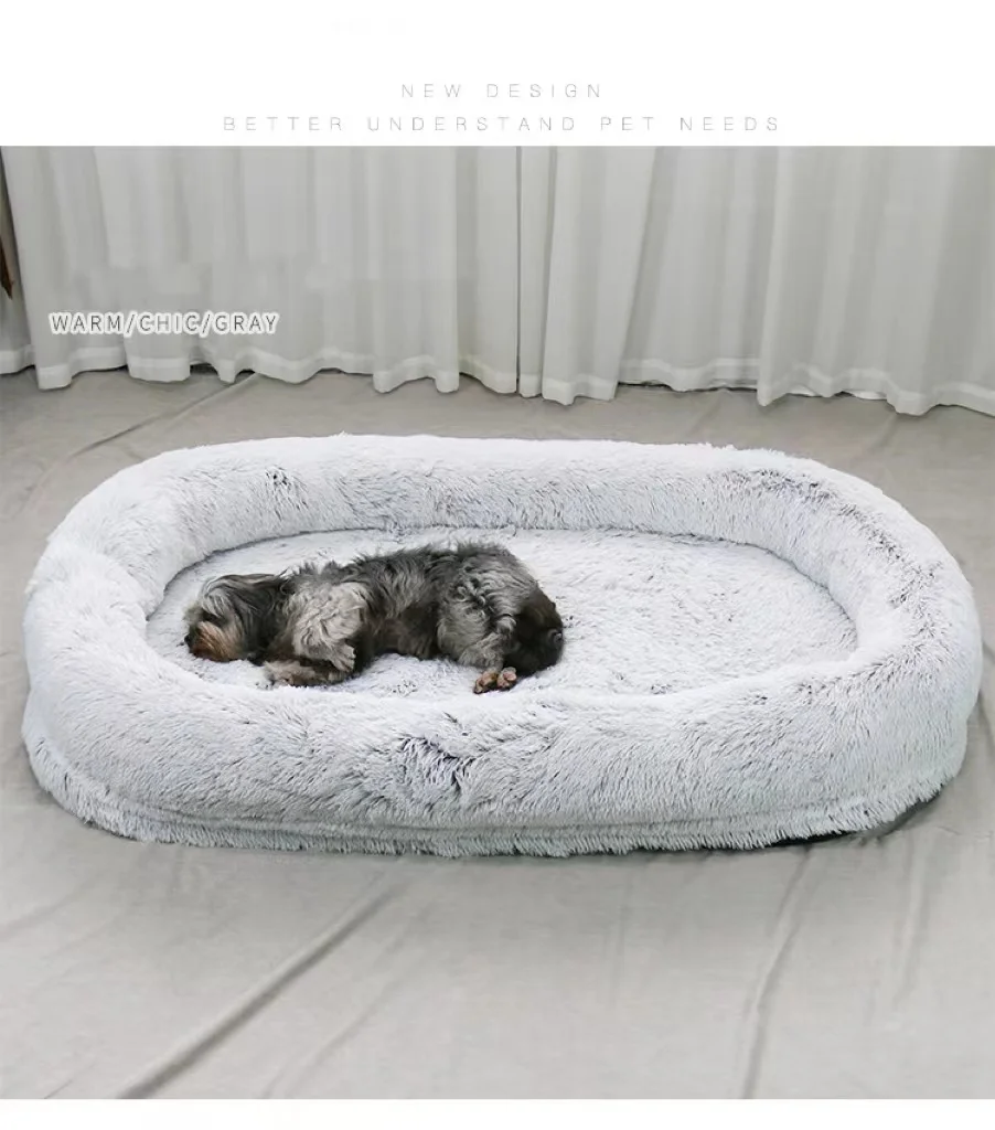 Manufacture 160cm Non-Slip Washable Long Plush Giant Fluffy Pet Bed For Cat Dog For Pet Animals