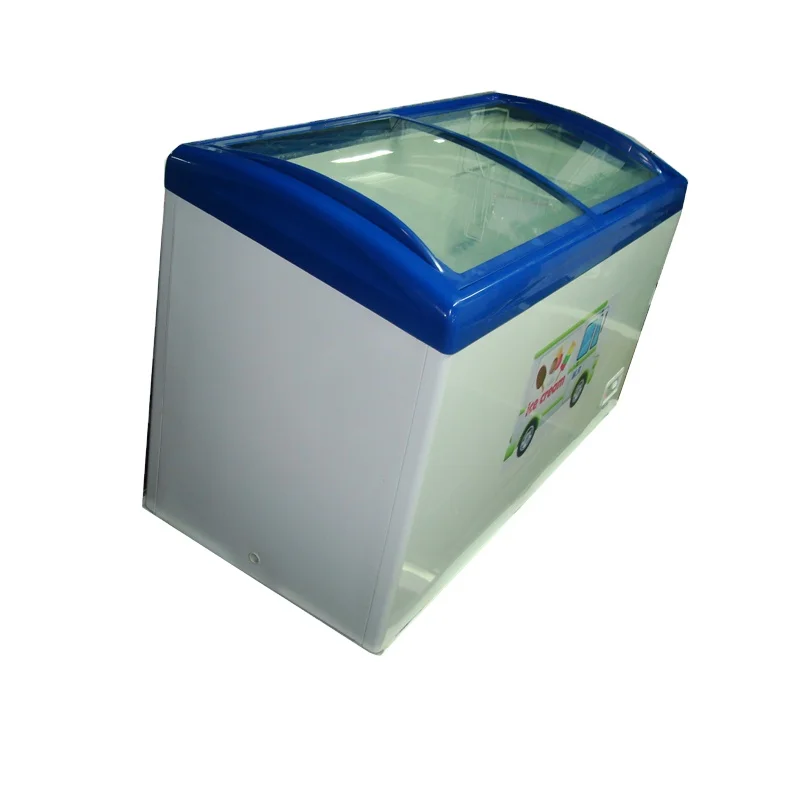 Supermarket Ice Cream Chest Freezer Display Freezer With Curved Sliding